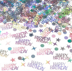 Iridescent Happy Birthday Confetti, 3000 Pcs Birthday Cake Table Metallic Foil C