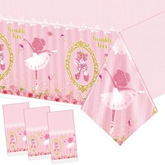 3 Pack Plastic Ballerina Tablecloth Birthday Party Supplies for Rectangle Table