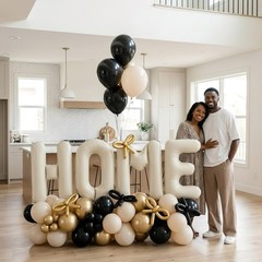 Housewarming Party Decorations – 40″ Large HOME Letter Balloons White Black G…