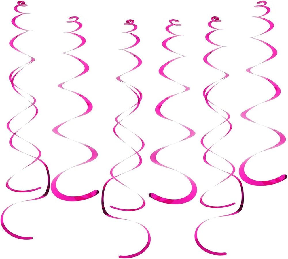 30 PCS Party Swirl Decorations Hot Pink Shinny Foil Hanging
