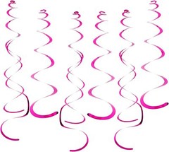 30 PCS Party Swirl Decorations Hot Pink Shinny Foil Hanging