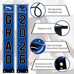 Graduation Decorations 2026 2027 – Blue Congrats Grad Porch Banner for Graduatio