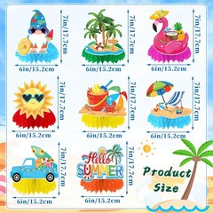 8PCS Summer Beach Pool Party Decorations, Honeycomb Centerpieces