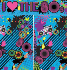 I love 80s Party 3pc Backdrop retro theme photo booth fun accessory decor banner