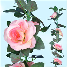 2 Pack Artificial Pink Rose Garland Vine – Total 16FT Silk Fake Blush Pink Rose
