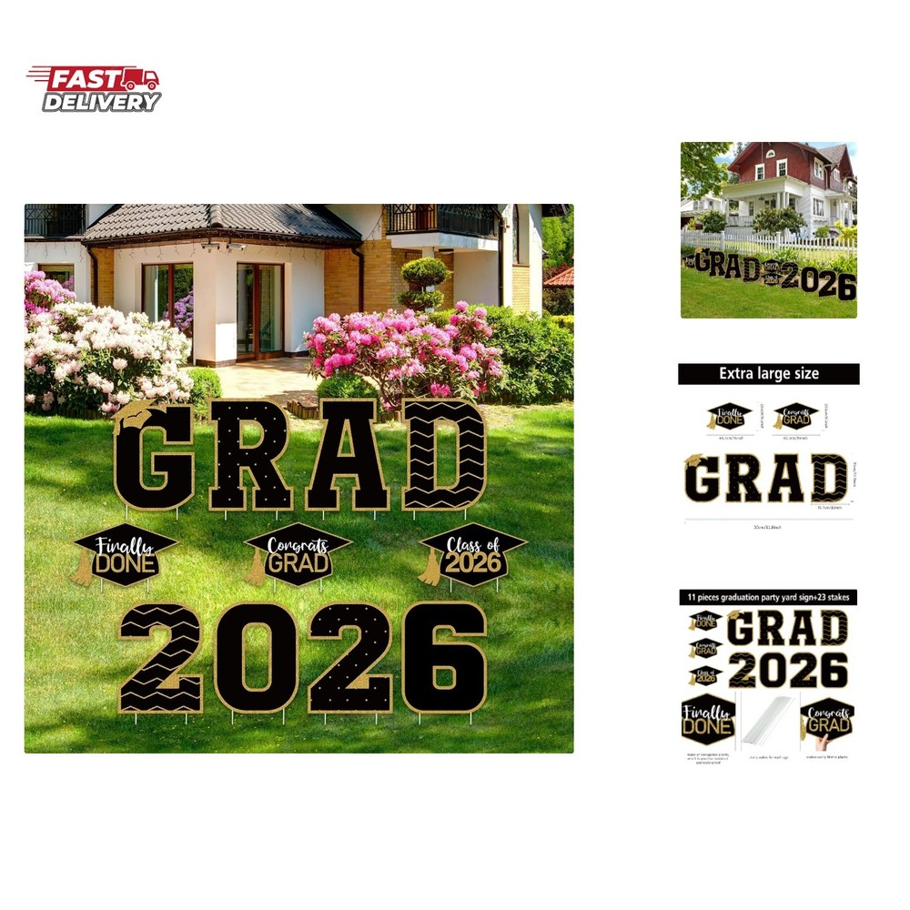 11 Pcs Graduation Yard Sign Decorations Congrats Graduation Lawn Signs 2026 G…