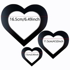 3 PCS Black Heart Centerpiece Wooden Shape Sign Gothic Wedding Table Decor