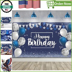 Elegant Glitter Birthday Backdrop Banner for Men & Women – Large 72.8»x43.3»