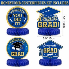 Navy Blue & Gold Graduation Decorations 2026 – Balloon Boxes, Table Decor & Ligh