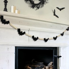 Halloween Garland Decorations – Adjustable Spooky Hanging Black Felt Bat Gar…