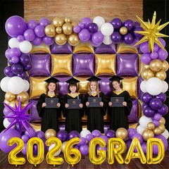 Purple and Gold Graduation Decorations 2026, Purple Gold Graduation Balloon A…