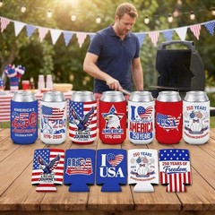 4th of July Decorations Can Cooler Sleeves 250th Anniversary Insulated Can Coole