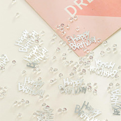 Silver Happy Birthday Confetti Metal Foil Confetti Sequins, Party Table Scatter