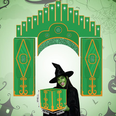 7 Pcs Emerald Cardboard Castle Green Wizard Playhouse Large Wizard Party Decorat