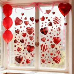 Valentines Day Window Clings Heart Stickers for Glass Door Windows,…