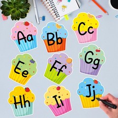 36 Pcs Colorful Cupcakes Cutouts Assorted Color Paper Birthday Cupcake Cutout…