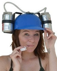 Beer Soda Guzzler Helmet Drinking Party Hat, Blue