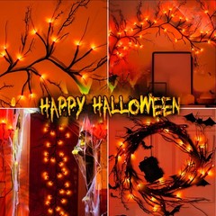 [8 Modes & Timer 6Ft 54 LED Willow Vine Twig Garland with 6FT-Orange, Orange