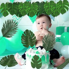 54 Pieces 7 Kinds Artificial Tropical Leaf Jungle Leaves Plant Safari Leaves