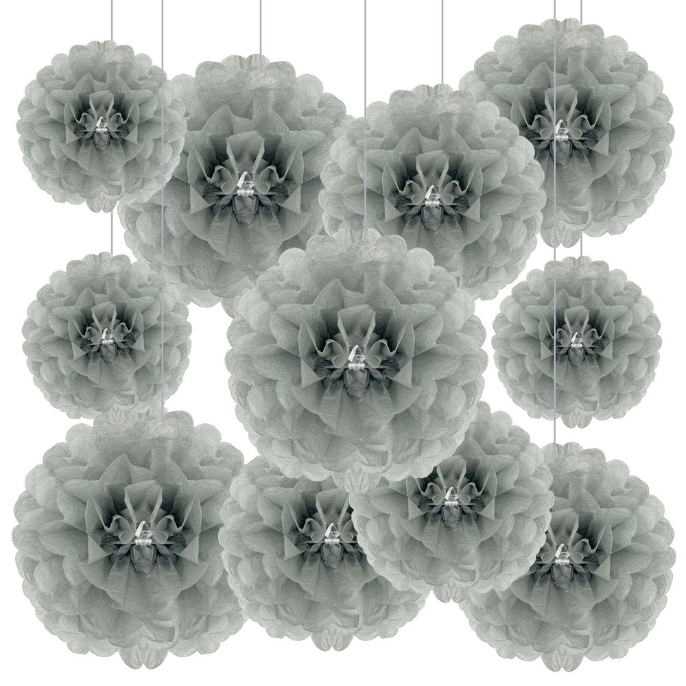 Tissue Paper Pom Poms Gray Tissue Paper Flowers Hanging Flower Balls for Wedd…
