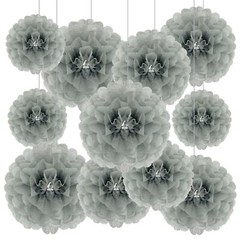 Tissue Paper Pom Poms Gray Tissue Paper Flowers Hanging Flower Balls for Wedd…