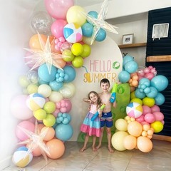 Summer Tropical Balloon Arch Garland Kit Iridescent Star Balloons and Transpa…