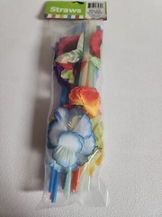Tropical Flower Straws Party Summer Fun 12 Pc Multi-Color Oriental Trading Luau