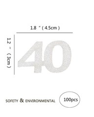 Number 40 Silver Glitter Confetti 40th Happy Birthday Anniversary Table Decor