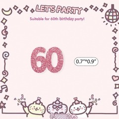 100 PCS Number 60 Confetti Pink Glitter Paper Scatter 60th Birthday Decor
