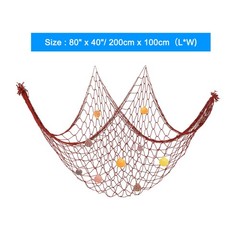 Decorative Fishing Net 40″x80″ Fish Net DECOR with Shell Bright Red