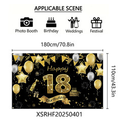 18th Birthday Backdrop Banner Birthday Party Background Decoration Flag Indoor❀