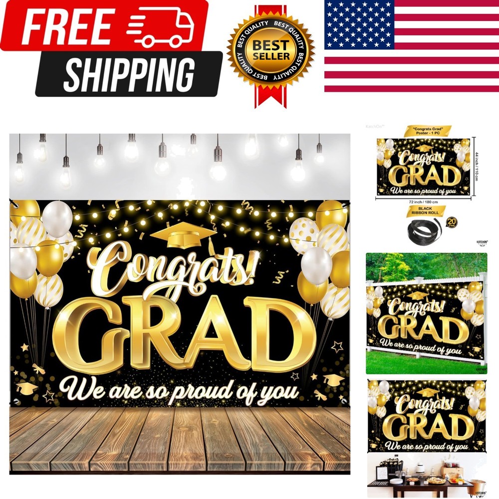 Xtralarge Congrats Grad Banner – 72×44 Inch | Congrats Grad We are So Proud o…