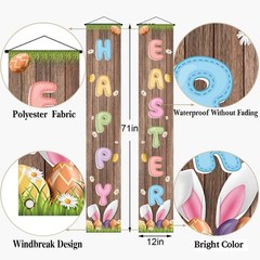 Jiudungs Easter Decorations Outdoor 12 inches x 71 inches, Pastel Multicolor