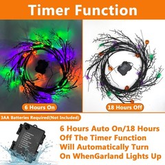 [ 8 Modes & Timer ] 6 Ft 54 LED Halloween Willow Vine Twig Decor Garland with…