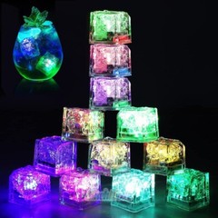 24x Waterproof Light Up LED Ice Cubes for Drinks Party Glowing Flashing Ice Cube
