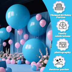 Light Blue Balloons 9Pcs 36 Inch Extra Large Big Jumbo Giant Baby Sky Aqua Blue