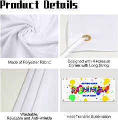 Large Banners and Signs, Vinyl Banner Blank 2×6 Ft, White Polyester Oxford Cloth