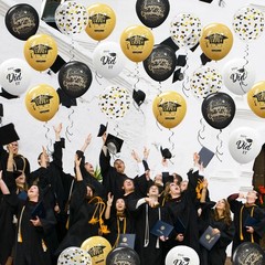 75 Pack Graduation Party Decorations Balloons Set – 12 Inch Black Gold Balloo…