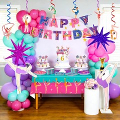 Gymnastics Party Decorations Sport Birthday Supplies Balloons Plates Tablecloth