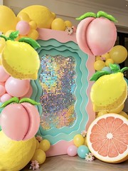 5Pcs Yellow Pink Lemon & Peach Balloons with Leaves/Lemon Party Decor for Lem…
