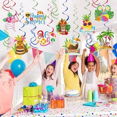 Hello Summer Hanging Swirls Streamers Luau Hawaii Party Decor Supplies 30 Pcs