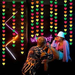 Valentines Day UV Neon Party Decorations Heart-Garland – 39Ft 3D Glow In The …