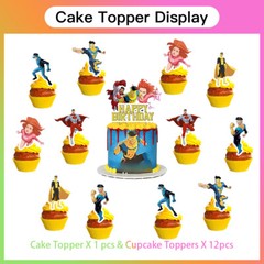 Invincible Party Supplies Set Balloons Cake Toppers Banner Birthday Decor