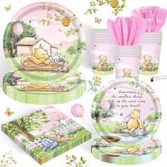 120PCS Pink Classic Bear Party Supplies Babyshower 1st Party Decorations for …
