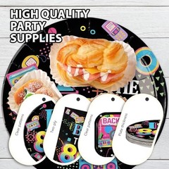 96Pcs 80s Party Decorations Back to The 80’s 80s Circular rectangular Plates