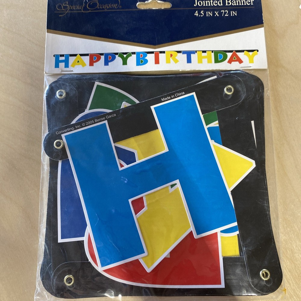 Party Decoration Jointed Banner, Happy Birthday, 6-Feet Black Colors 4.5” Tall