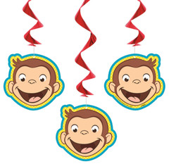Curious George Birthday Party Decorations Banner Swirls Plates Cups Hats Bags