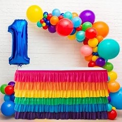 9ft Table Skirt Rainbow Tablecloth Unicorn Tutu Table Skirt for Rectangular