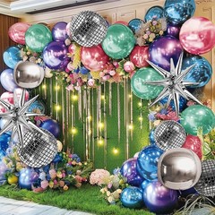 520PCS Metallic Balloon Garland Arch Kit with Chrome Blue Red Purple Silver a…