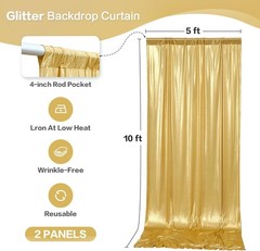 10x10FT Gold Sequin Backdrop Curtain – 2 Panels of 5x10FT Wrinkle-Glitter Drapes